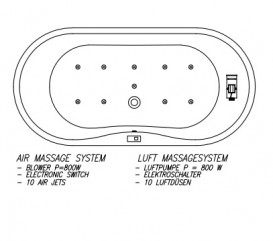 Ванна акриловая Kolpa San Comodo-FS 185x90 см с системой воздушного массажа белый/серый 518060