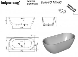 Ванна акрилова Kolpa San Dalia-FS 170x80 см білий/сірий 927330