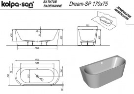 Ванна акриловая Kolpa San Dream-SP 170x75 см белый 570550