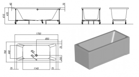 Ванна акриловая Kolpa-san Elektra 170х70 см белый 740681