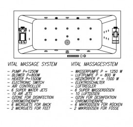 Ванна акриловая Kolpa San Elektra 180х80 см/О с массажной системой VITAL и панелью белый 725440