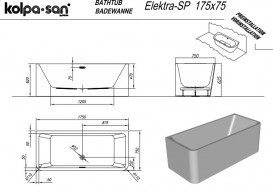 Ванна акриловая Kolpa San Elektra-SP 175x75 см белый 513490