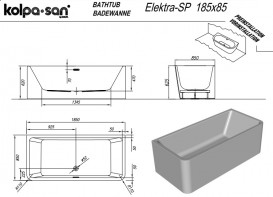 Ванна акриловая Kolpa San Elektra-SP 185x85 см белый 513460