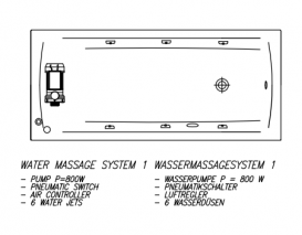 Ванна акрилова Kolpa San Evelin 170х75 см/О із системою водного масажу та панеллю білий 576480