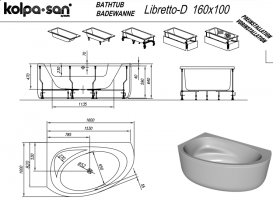 Ванна акриловая Kolpa San Libretto-D 160х100 см/О правая с массажной системой VITAL+MIKRO и панелью белый 927440