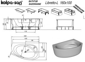 Ванна акриловая Kolpa San Libretto-L 160х100 см/О левая с массажной системой VITAL+MIKRO и панелью белый 927390