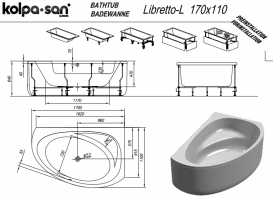 Ванна акриловая Kolpa San Libretto-L 170x110 см угловая левая белый 565240