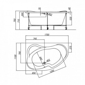 Ванна акриловая Kolpa-san Lulu-D  ассиметричная угловая левая  белый 170х110 см 741428