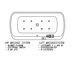 Ванна акриловая Kolpa San Marilyn-FS 180x90 см/MO с системой воздушного массажа отдельно стоящая белый 596450