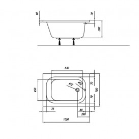 Ванна акриловая Kolpa San Mini 100x70 прямоугольная белый 945543