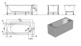 Ванна акриловая Kolpa-san Tamia 150x70 см прямоугольная белый 755319