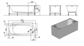 Ванна акриловая Kolpa-san Tamia 160x70 см прямоугольная белый 755319