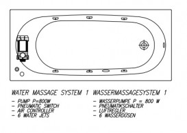 Ванна акрилова Kolpa San Tamia 180х80 см/О із системою водного масажу та панеллю білий 927550