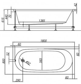 Ванна акриловая Kolpa San Tamia 180x80 прямоугольная белый 539640