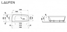 Ванна акриловая Laufen Palomba Collection 180х80 см встраиваемая асимметричная белый H2438010000001