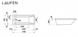 Ванна акриловая Laufen Pro 170х75 см встраиваемая прямоугольная белый H2319500000001