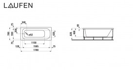 Ванна акрилова Laufen Solutions 170х70 см прямокутна вбудована білий H2225010000001