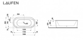 Ванна акрилова Laufen Solutions 190х90 см овальна окремостояча білий H2255120000001