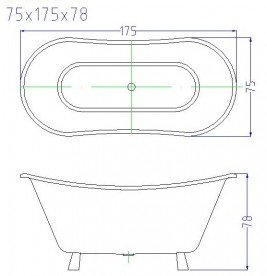 Ванна акриловая отдельно стоящая Volle 175x75 на ножках белый 12-22-314