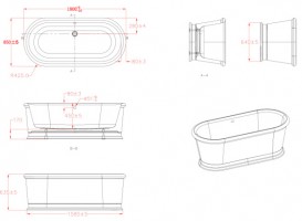 Ванна акрилова окремо стояча Volle 180x85 білий 12-22-807