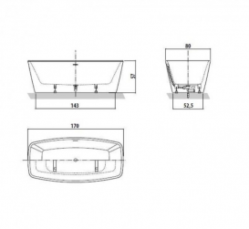 Ванна акриловая нестандартная Jacuzzi коллекция Esprit 170х80х57 9443815А