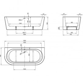 Ванна акрилова пристінна Roca Eternity 180х80 з панеллю і сифоном click-clack біла A24T275000