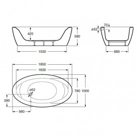 Ванна акриловая отдельностоящая Roca Georgia 185х100 с панелью и сифоном белая A24T445000