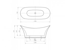 Ванна акриловая отдельностоящая Roca Harmony 170х70 с панелью и сифоном click-clack белая A24T273000
