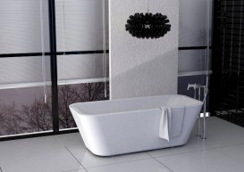 Ванна акриловая отдельностоящая Roca Divine 180х80 с панелью и сифоном click-clack белая A24T274000