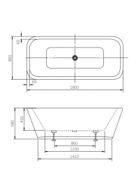 Ванна акриловая отдельностоящая Roca Divine 180х80 с панелью и сифоном click-clack белая A24T274000