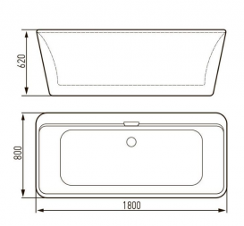 Ванна акриловая отдельностоящая Volle 180х80 с панелью и сифоном черный/белый 12-22-110black