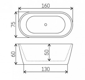 Ванна акриловая отдельностоящая Volle 160х75 с лицевой панелью и сифоном cliсk-claсk белая 12-22-612