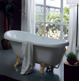 Ванна акрилова овальна Kerasan Retro на металевих ніжках золото 170х77 біла 105591