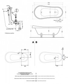 Ванна акрилова овальна Kerasan Retro на металевих ніжках бронза 170х77 біла 105593