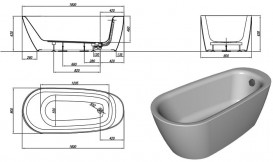 Ванна акриловая овальная Kolpa-San Adonis-FS 180x80 см белый 570250