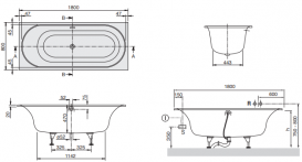 Ванна кваріловие прямокутна Villeroy & Boch колекція Cetus Duo 180х80х47 UBQ180CEU2V-01