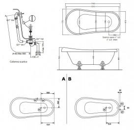 Ванна акриловая овальная Kerasan Retro 170х77 белая 105501