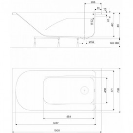 Ванна акриловая прямоугольная Kolo Comfort Plus 150х75х44 с ножками и ручками XWP1451000