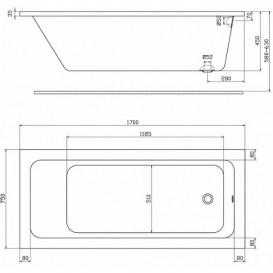 Ванна акриловая прямоугольная Kolo коллекция Modo 170х75х45 XWP1170101