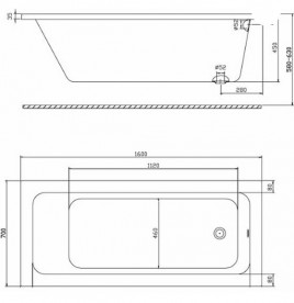 Ванна акриловая прямоугольная Kolo коллекция Modo 160х70х45 с покрытием AntiSlide XWP1160101