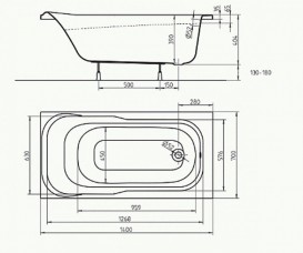Ванна акриловая прямоугольная Kolo Sensa 140х70х39 белая XWP354000N