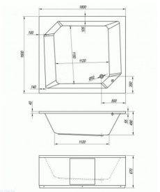 Ванна акриловая прямоугольная Kolpa-san коллекция Samson 180x160х49