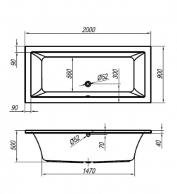 Ванна акриловая прямоугольная Kolpa-san коллекция Rapido 200x90х50