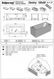 Ванна акриловая прямоугольная Kolpa-san коллекция Destiny 170х75х61.5