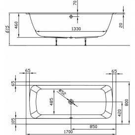 Ванна акриловая прямоугольная Kolpa San Bell 170x80 белый 961758