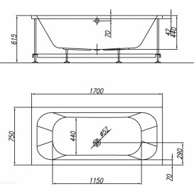 Ванна акриловая прямоугольная Kolpa San Carmen 170x75 белый 741404