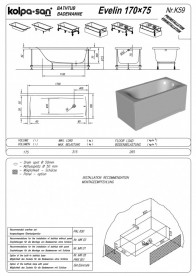 Ванна акриловая прямоугольная Kolpa San Evelin 170x75 белый 593072