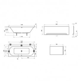 Ванна акриловая прямоугольная Ravak City Slim 180x80 белая C921300000