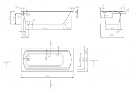 Ванна акрилова прямокутна Ravak Domino II 180х80 білий XAU0000034