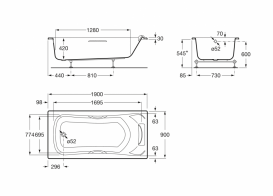 Ванна акрилова прямокутна Roca BeCool 190х90 з ручками біла A248014001